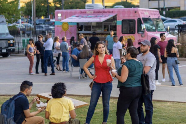 Ruthie’s For Good food truck serving a crowd at an outdoor event in Dallas
